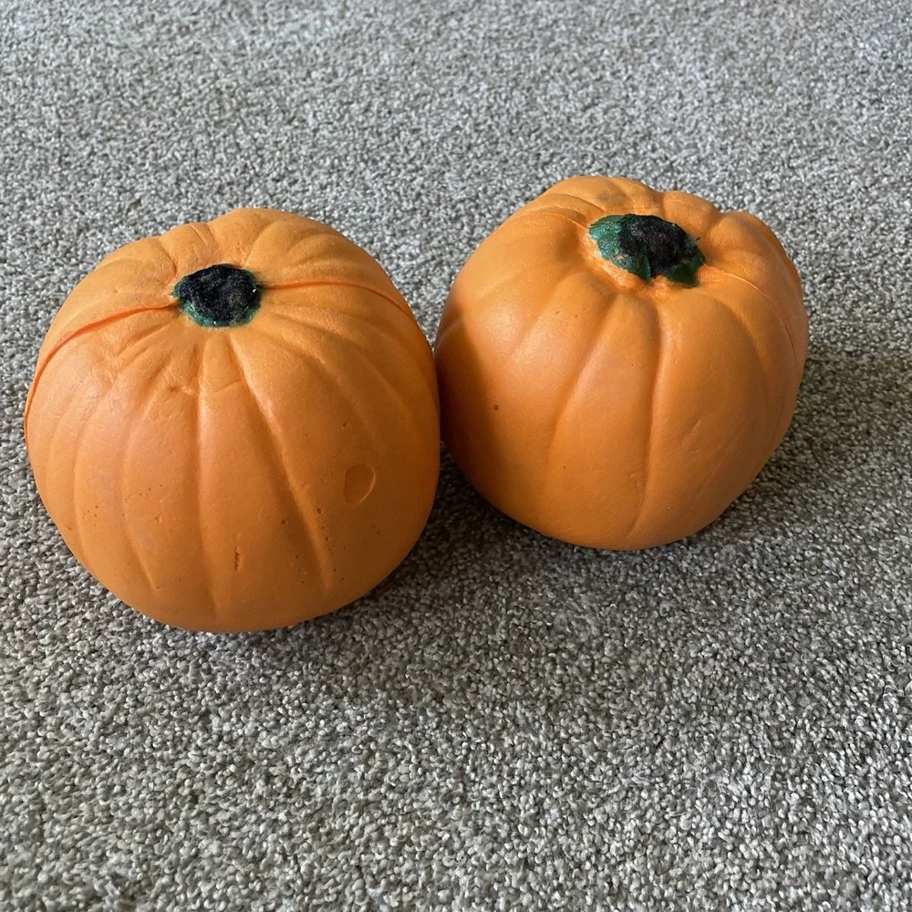 Vtg Scott Port A Fold  Todd Masters style Foam Jack O Lantern Pumpkins Halloween